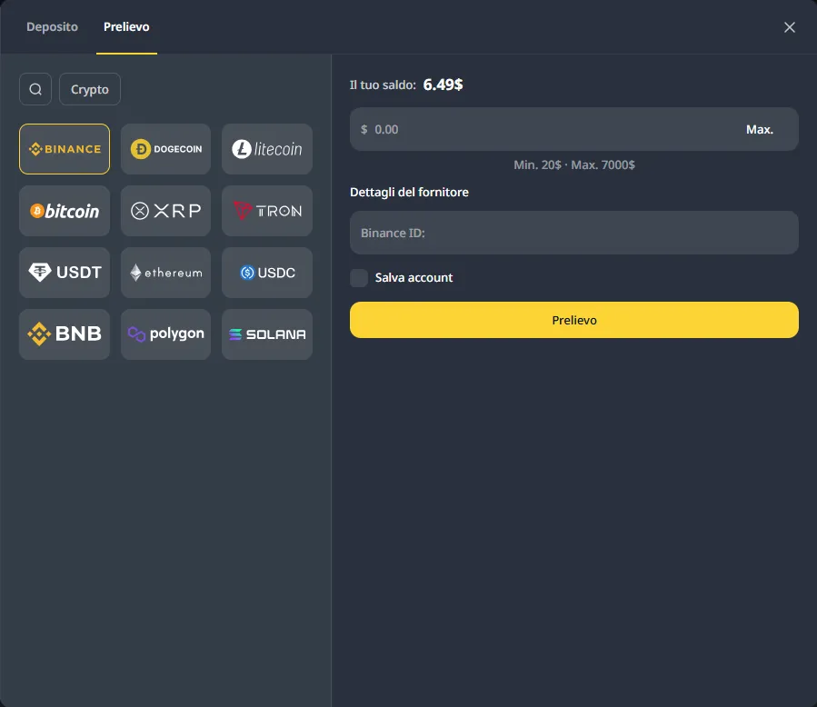 Opzioni di pagamento in criptovaluta su Cocobet
